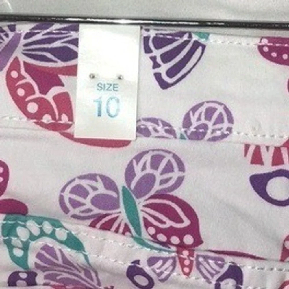Children's Place Girls Slim Ankle Pants Sz 10 butterflies White Purple Princess‎